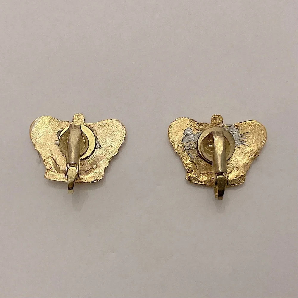 ⭐️ Vintage Gold Crown And Rhinestone Screw-Back Clip-On Stud Earrings